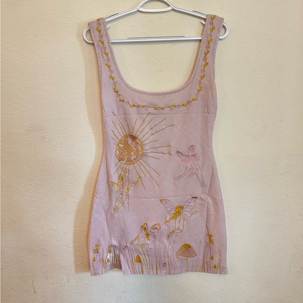 EGO Lavender Tank Top with Gold Embroidery